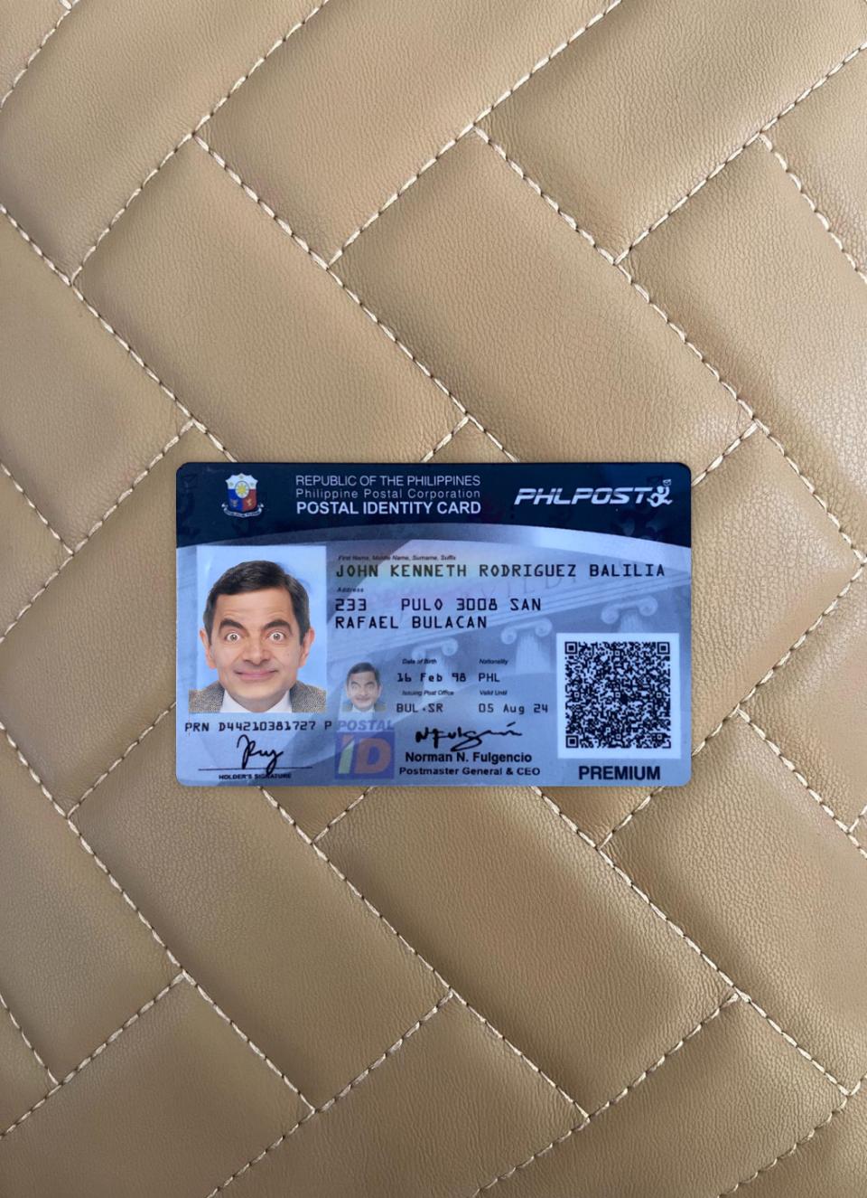 Downloadable Philippines postal identity card photolook download for verification